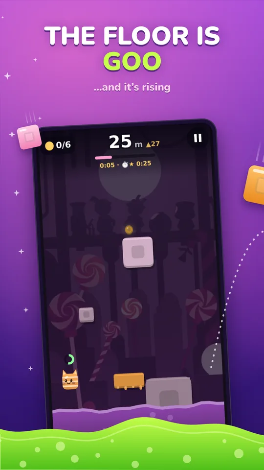 A jelly cube climbing above the rising goo