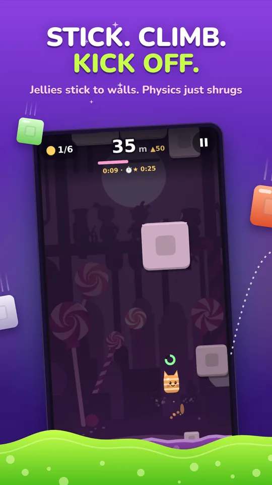 Jelly sticking to a wall and wall-jumping
